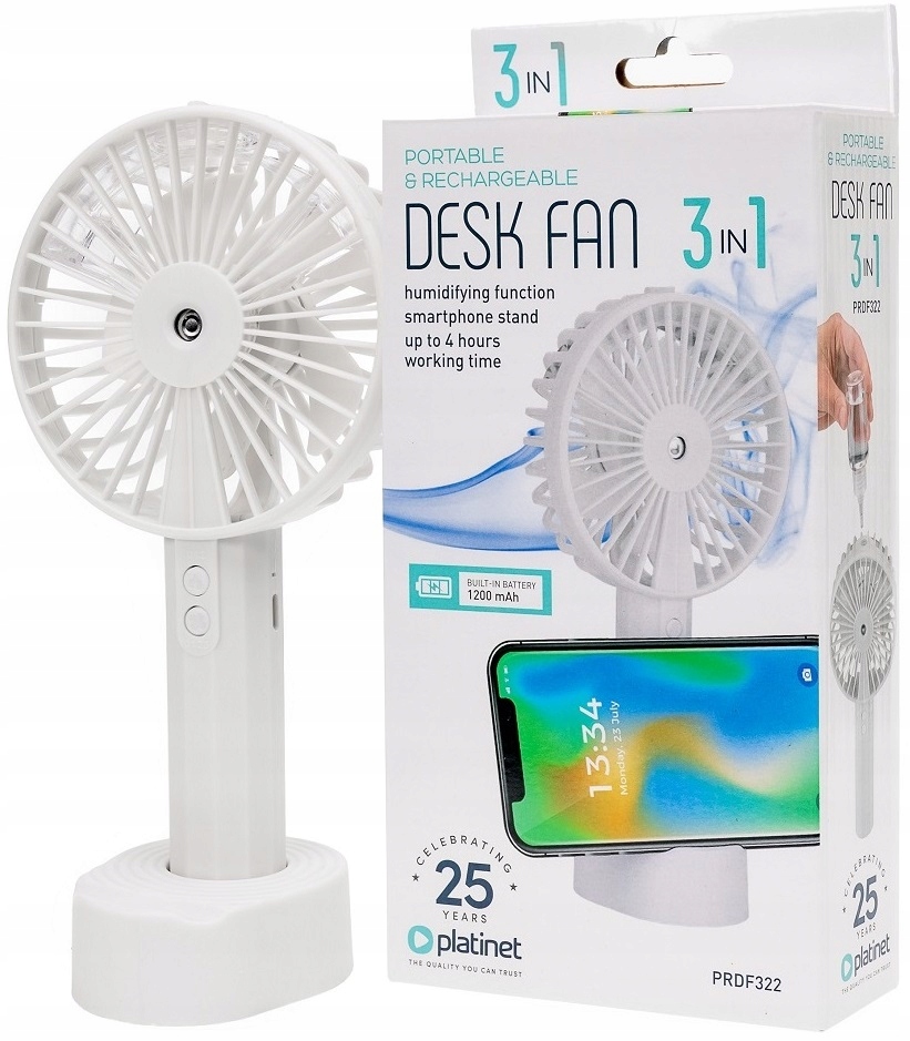 PT Ventilator prijenosni s držačem za mobitel, 1200MAH, 5W, PRDF322